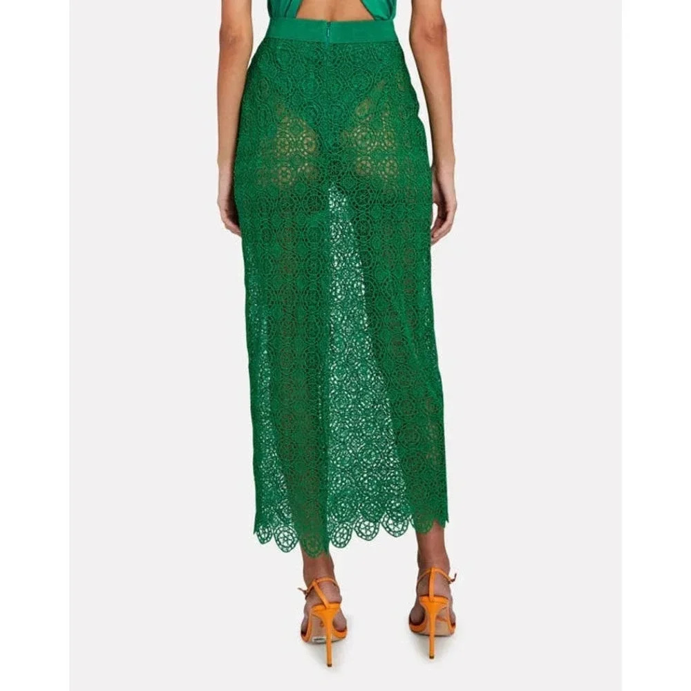 NWOT Ronny Kobo Otto Eyelet Lace Midi Skirt - Lace Scalloped Sheer Cocktail - Picture 2 of 10